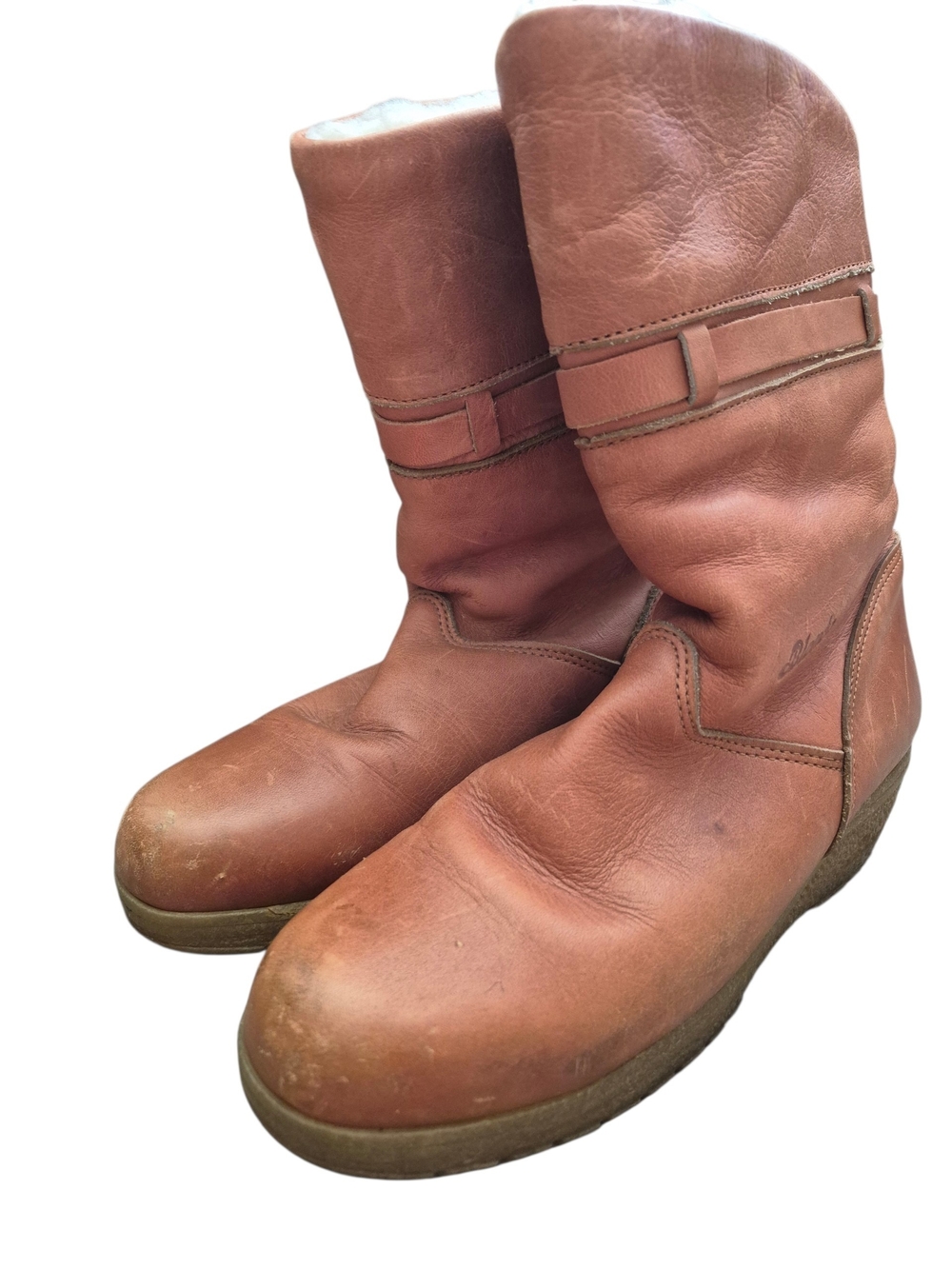 💕Vintage Blondo Cognac Leather Mid-Calf Pull-On Boots💕